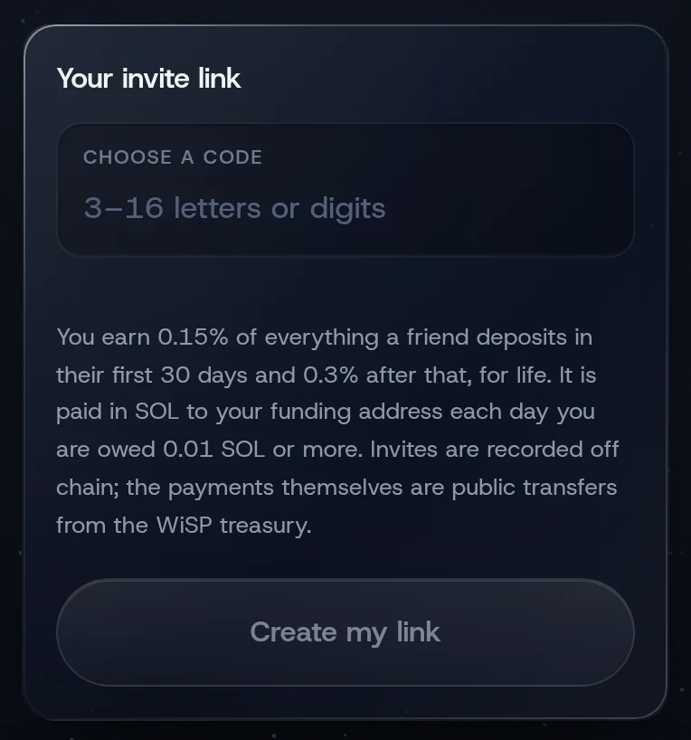 The Invite screen with an invite link