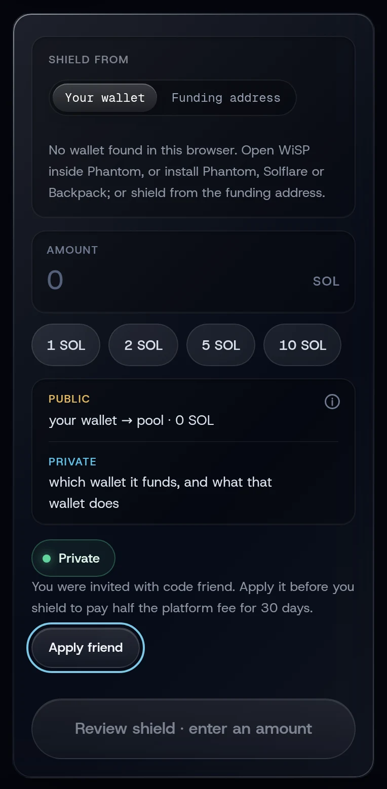 The Shield screen with the invite row and its Apply button